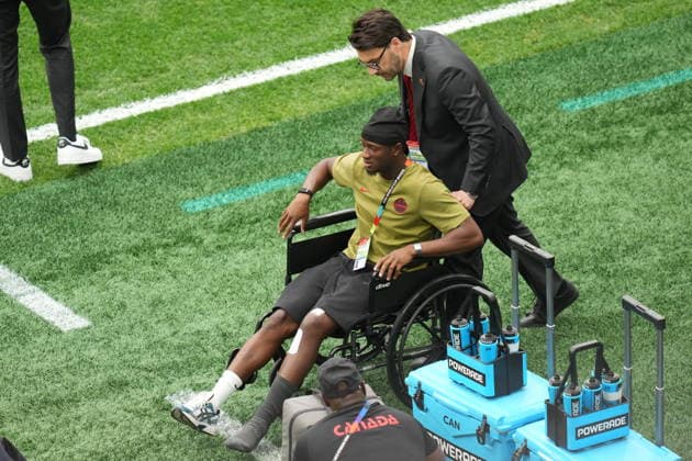 Switzerland v Canada - FIFA World Cup, WM, Weltmeisterschaft, Fussball 2026 - Group B VANCOUVER, CANADA - JUNE 24: Ismael Kone of Canada is seen on a wheelchair prior the 2026 FIFA World Cup Group B match between Switzerland and Canada at BC Place Stadium in Vancouver, Canada, on June 24, 2026. Ercin Erturk Anadolu British Columbia Canada. Editorial use only. Please get in touch for any other usage.  Copyright: x2026xAnadoluxErcinxErturkx