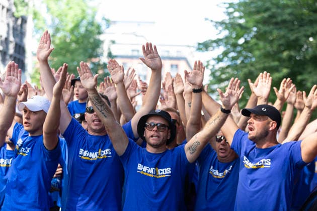 June 24, 2026, Seattle, Washington, USA: Fans of team Bosnia and Herzegovina lead a march through downtown Seattle to the FIFA World Cup, WM, Weltmeisterschaft, Fussball match between Bosnia and Herzegovina and Qatar at Seattle Stadium on Wednesday, June 24, 2026. 2026 FIFA World Cup: Bosnia And Herzegovina Vs Qatar In Seattle  - ZUMAg235 20260624_zap_g235_014 Copyright: xPaulxChristianxGordonx