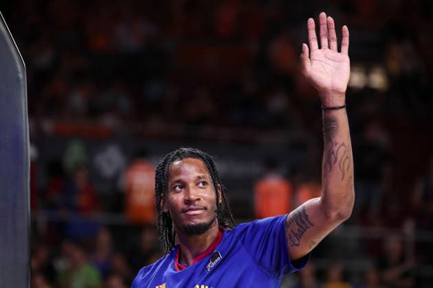 June 24, 2026, Barcelona, Barcelona, Spain: Will Clyburn of FC Barcelona, Barca gestures during the Spanish League, Liga ACB Endesa, basketball Final Game 4 match played between FC Barcelona and Valencia Basket at Palau Blaugrana on June 24, 2026 in Barcelona, Spain. Barcelona Spain - ZUMAa181 20260624_zaa_a181_020 Copyright: xJavierxBorregox