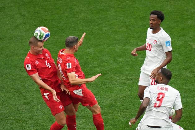 Switzerland v Canada - FIFA World Cup, WM, Weltmeisterschaft, Fussball 2026 - Group B VANCOUVER, CANADA - JUNE 24: Nico Elvedi (L) of Switzerland in action during the 2026 FIFA World Cup Group B match between Switzerland and Canada at BC Place Stadium in Vancouver, Canada, on June 24, 2026. Ercin Erturk Anadolu British Columbia Canada. Editorial use only. Please get in touch for any other usage.  Copyright: x2026xAnadoluxErcinxErturkx