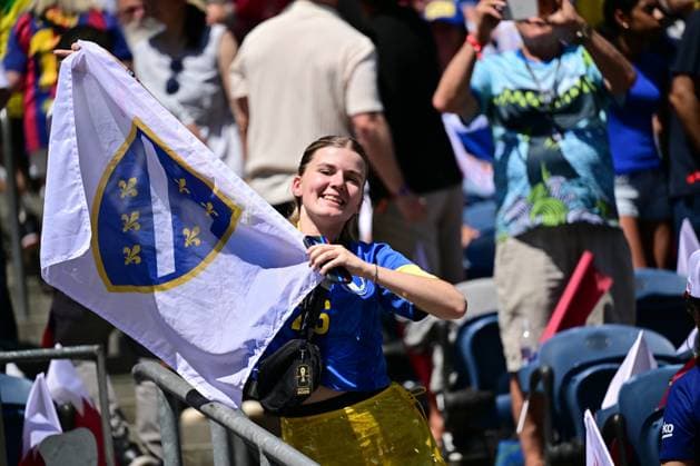 Bosnia and Herzegovina s supporter pictured during a soccer game between Bosnia and Herzegovina and Qatar, on Wednesday 24 June 2026 in Seattle, the third and last day in the group stage, in group B of the FIFA World Cup, WM, Weltmeisterschaft, Fussball 2026 in the United States of America. DIRKxWAEM  x179156799x