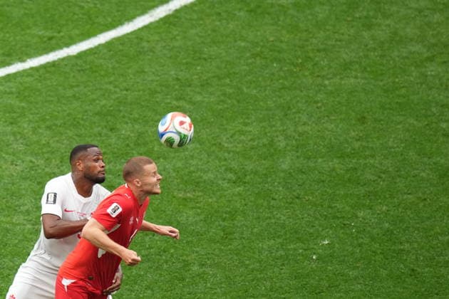 Switzerland v Canada - FIFA World Cup, WM, Weltmeisterschaft, Fussball 2026 - Group B VANCOUVER, CANADA - JUNE 24: Nico Elvedi (2nd L) of Switzerland in action during the 2026 FIFA World Cup Group B match between Switzerland and Canada at BC Place Stadium in Vancouver, Canada, on June 24, 2026. Ercin Erturk Anadolu British Columbia Canada. Editorial use only. Please get in touch for any other usage.  Copyright: x2026xAnadoluxErcinxErturkx