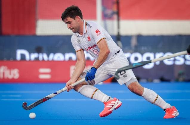 Belgium s Arthur de Sloover pictured in action during a hockey game between Belgian national team, Nationalteam Red Lions and Netherlands, Wednesday 24 June 2026 in Wavre, match 13 16 in the group stage of the men s FIH Pro League competition. VIRGINIExLEFOUR  x179159017x