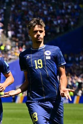 Bosnia and Herzegovina s Kerim Alajbegovic celebrates after scoring during a soccer game between Bosnia and Herzegovina and Qatar, on Wednesday 24 June 2026 in Seattle, the third and last day in the group stage, in group B of the FIFA World Cup, WM, Weltmeisterschaft, Fussball 2026 in the United States of America. DIRKxWAEM  x179159204x