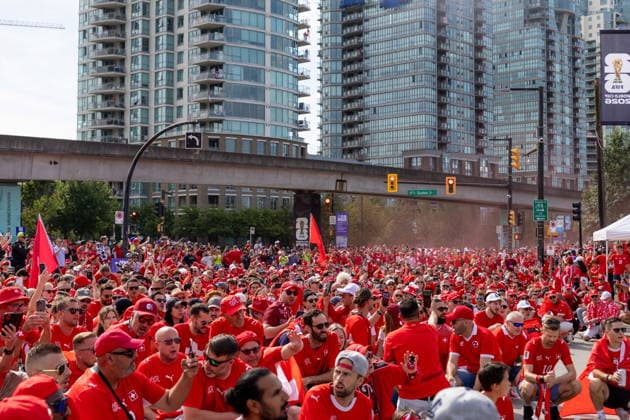Football, 2026 FIFA World Cup, Switzerland v Canada, Swiss fans’ march