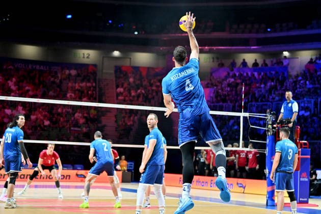 LJUBLJANA, SLOVENIA - JUNE 24: Jan Kozamernik of Slovenia in action during the FIVB Men s Volleyball Nations League match between Slovenia and Canada at Arena Stozice, Ljubljana on June 24, 2026 in Ljubljana, Slovenia. (Photo by Igor Kupljenik Sports Press Photo).  Copyright: xIgorxKupljenikx xSPPx Sportspressphoto_SPR175511