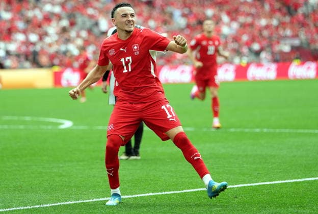 FIFA World Cup, WM, Weltmeisterschaft, Fussball 2026 - Group B - Switzerland vs Canada Ruben Vargas of Switzerland celebrates after scoring the 1-0 during the FIFA World Cup 2026 group stage match Switzerland against Canada, in Vancouver, Canada, 24 June 2026. VANCOUVER Canada  Copyright: xBOBxFRIDx