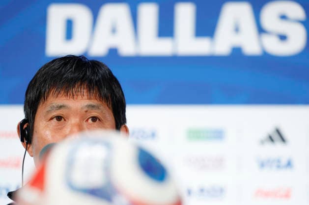 Japan s head coach Hajime Moriyasu speaks at a press conference, PK, Pressekonferenz in Dallas, USA, 24 June 2026. Press conference of the Japanese national football team !ACHTUNG: NUR REDAKTIONELLE NUTZUNG!  Copyright: xMariscalx GR3294 20260624-55020698200_1