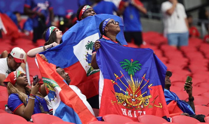 FIFA World Cup, WM, Weltmeisterschaft, Fussball 2026 - Group C - Morocco vs Haiti Fans of Haiti cheer before the FIFA World Cup 2026 group stage match Morocco against Haiti, in Atlanta, Georgia, USA, 24 June 2026. ATLANTA United States  Copyright: xRONALDxWITTEKx