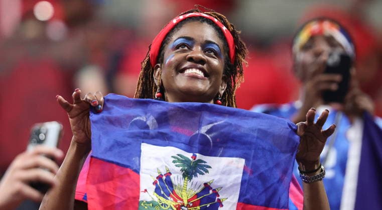 FIFA World Cup, WM, Weltmeisterschaft, Fussball 2026 - Group C - Morocco vs Haiti A fan of Haiti cheers before the FIFA World Cup 2026 group stage match Morocco against Haiti, in Atlanta, Georgia, USA, 24 June 2026. ATLANTA United States  Copyright: xRONALDxWITTEKx