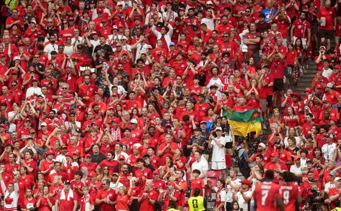 FIFA World Cup, WM, Weltmeisterschaft, Fussball 2026 - Group B - Switzerland vs Canada Supporters of Canada during the FIFA World Cup 2026 group stage match Switzerland against Canada, in Vancouver, Canada, 24 June 2026. VANCOUVER Canada  Copyright: xBOBxFRIDx