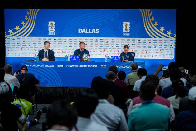 260624 Head coach Graham Potter of the Swedish national football team at a press conference, PK, Pressekonferenz during day 14 of the FIFA World Cup, WM, Weltmeisterschaft, Fussball 2026 on June 24, 2026 in Dallas. Photo: Petter Arvidson BILDBYRAN kod PA PA1255 fotboll football soccer fotball vm fotbolls-vm fotball-vm fotbolls-vm 2026 fifa world cup 2026 presskonferens press conference sverige sweden sverige a day 14 bbeng *** 260624 Head coach Graham Potter of the Swedish national soccer team at a press conference on Day 14 of the 2026 FIFA World Cup on June 24, 2026 in Dallas. Photo by Petter Arvidson, BILDBYRAN. Code: PA PA1255. soccer, football, soccer World Cup, 2026 FIFA World Cup, press conference, Sweden, Sweden Day 14 BBENG  Copyright: PETTERxARVIDSON BB260624PA077