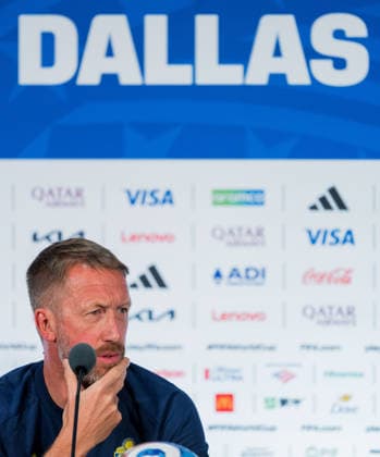 260624 Head coach Graham Potter of the Swedish national football team at a press conference, PK, Pressekonferenz during day 14 of the FIFA World Cup, WM, Weltmeisterschaft, Fussball 2026 on June 24, 2026 in Dallas. Photo: Petter Arvidson BILDBYRAN kod PA PA1255 fotboll football soccer fotball vm fotbolls-vm fotball-vm fotbolls-vm 2026 fifa world cup 2026 presskonferens press conference sverige sweden sverige a day 14 bbeng *** 260624 Head coach Graham Potter of the Swedish national soccer team at a press conference on Day 14 of the 2026 FIFA World Cup on June 24, 2026 in Dallas. Photo by Petter Arvidson, BILDBYRAN. Code: PA PA1255. soccer, football, fotball, World Cup, FIFA World Cup 2026, press conference, Sweden, Sweden Day 14 BBENG  Copyright: PETTERxARVIDSON BB260624PA081