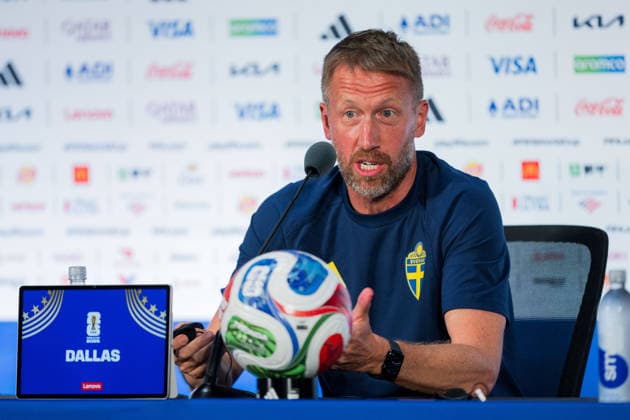 260624 Head coach Graham Potter of the Swedish national football team at a press conference, PK, Pressekonferenz during day 14 of the FIFA World Cup, WM, Weltmeisterschaft, Fussball 2026 on June 24, 2026 in Dallas. Photo: Petter Arvidson BILDBYRAN kod PA PA1255 fotboll football soccer fotball vm fotbolls-vm fotball-vm fotbolls-vm 2026 fifa world cup 2026 presskonferens press conference sverige sweden sverige a day 14 bbeng *** 260624 Head coach Graham Potter of the Swedish national soccer team at a press conference on day 14 of the 2026 FIFA World Cup on June 24, 2026 in Dallas. Photo by Petter Arvidson, BILDBYRAN. Code: PA PA1255. soccer, football, soccer World Cup, 2026 FIFA World Cup, press conference, Sweden, Sweden Day 14 BBENG  Copyright: PETTERxARVIDSON BB260624PA084