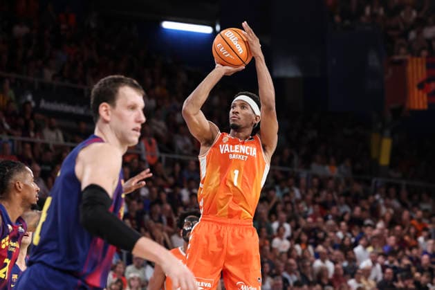 June 24, 2026, Barcelona, Barcelona, Spain: Kameron Taylor of Valencia Basket in action during the Spanish League, Liga ACB Endesa, basketball Final Game 4 match played between FC Barcelona, Barca and Valencia Basket at Palau Blaugrana on June 24, 2026 in Barcelona, Spain. Barcelona Spain - ZUMAa181 20260624_zaa_a181_056 Copyright: xJavierxBorregox