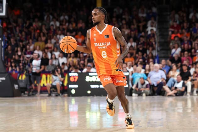 June 24, 2026, Barcelona, Barcelona, Spain: Jean Montero of Valencia Basket in action during the Spanish League, Liga ACB Endesa, basketball Final Game 4 match played between FC Barcelona, Barca and Valencia Basket at Palau Blaugrana on June 24, 2026 in Barcelona, Spain. Barcelona Spain - ZUMAa181 20260624_zaa_a181_067 Copyright: xJavierxBorregox