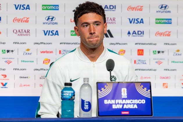 SOCCER AUSTRALIA TRAINING, Socceroos player Alessandro Circati during a press conference, PK, Pressekonferenz ahead of their match against Paraguay at the San Francisco Bay Area Stadium in Santa Clara, California, United States, Wednesday, June 24, 2026. ( NO ARCHIVING Alameda California United States  Copyright: xJasonxHenryx 20260625116283508311