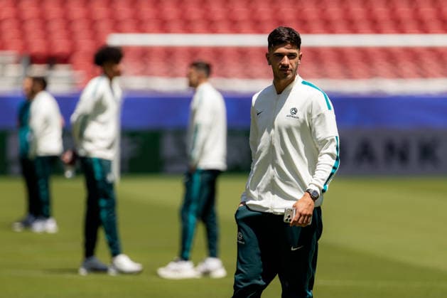 SOCCER AUSTRALIA TRAINING, Socceroos player Cristian Volpato gets a first look of the pitch ahead of their match against Paraguay at the San Francisco Bay Area Stadium in Santa Clara, California, United States, Wednesday, June 24, 2026. ( NO ARCHIVING Alameda California United States  Copyright: xJasonxHenryx 20260625129318714577