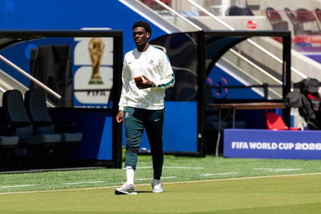 SOCCER AUSTRALIA TRAINING, Socceroos player Mohamed TourÃ gets a first look of the pitch ahead of their match against Paraguay at the San Francisco Bay Area Stadium in Santa Clara, California, United States, Wednesday, June 24, 2026. ( NO ARCHIVING Alameda California United States  Copyright: xJasonxHenryx 20260625152478967320