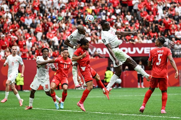 Promise David of Canada, Switzerland v Canada, Group B football match of the FIFA World Cup, WM, Weltmeisterschaft, Fussball 2026 at BC Place, Vancouver, Canada on Wednesday 24 June 2026. Photo: Andrew Cornaga Vancouver Canada Copyright: xAndrewxCornaga x