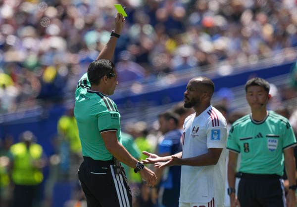(260625) -- SEATTLE, June 25, 2026 -- Ahmed Fathy (R) of Qatar is shown a yellow card during the group B match between Bosnia and Herzegovina and Qatar at the 2026 FIFA World Cup, WM, Weltmeisterschaft, Fussball at Seattle Stadium in Seattle, the United States, June 24, 2026. ) (SP)U.S.-SEATTLE-FOOTBALL-FIFA WORLD CUP-GROUP B-BIH VS QAT PengxZiyang 