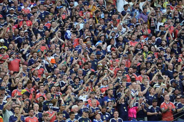 FIFA World Cup, WM, Weltmeisterschaft, Fussball 2026 - Group C - Scotland vs Brazil Supporters of Scotland cheer ahead of the FIFA World Cup 2026 group stage match Scotland against Brazil, in Miami, Florida, USA, 24 June 2026. MIAMI United States  Copyright: xCRISTOBALxHERRERA-ULASHKEVICHx