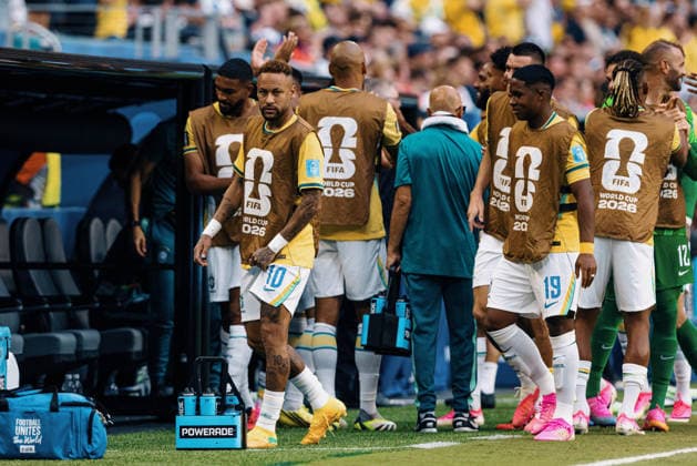 Scotland vs. Brazil MIAMI, FL - 24.06.2026: SCOTLAND VS. BRAZIL - Neymar Junior of Brazil during the match between Scotland and Brazil in the third round of the group stage of the 2026 World Cup, held at Hard Rock Stadium in Miami, United States. (Photo: Marcelo Machado de Melo Fotoarena) x2969450x  MarceloxMachadoxdexMelo