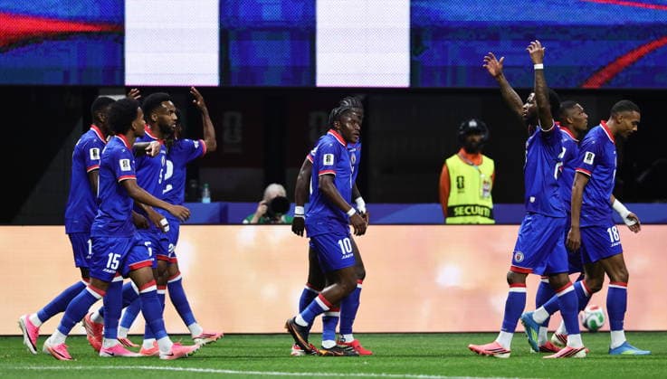 FIFA World Cup, WM, Weltmeisterschaft, Fussball 2026 - Group C - Morocco vs Haiti Players of Haiti celebrate after scoring the 0-1 goal during the FIFA World Cup 2026 group stage match Morocco against Haiti, in Atlanta, Georgia, USA, 24 June 2026. ATLANTA United States  Copyright: xRONALDxWITTEKx