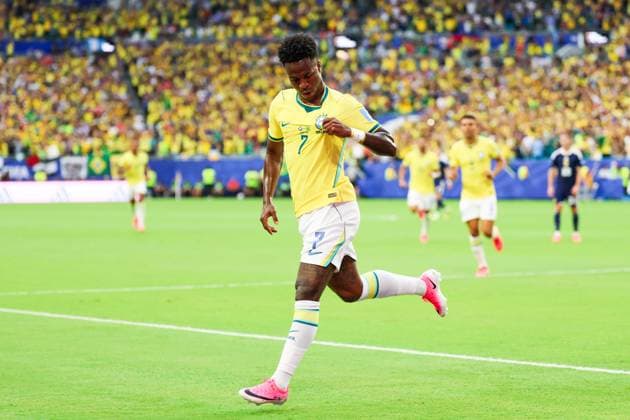 RECORD DATE NOT STATED FIFA World Cup, WM, Weltmeisterschaft, Fussball 2026 - Group C - Scotland v Brazil Vinicius Jr. player of Brazil celebrates his goal during the match between Scotland and Brazil in the third round of Group C of the 2026 FIFA World Cup group stage at Miami Stadium, in Florida, United States, on Wednesday, June 24, 2026.(Foto: William Volcov Brazil Photo Press IMAGO) Sports Miami FL United States of America Copyright: xWILLIAMxVOLCOVx