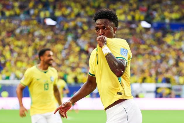 RECORD DATE NOT STATED FIFA World Cup, WM, Weltmeisterschaft, Fussball 2026 - Group C - Scotland v Brazil Vinicius Jr. player of Brazil celebrates his goal during the match between Scotland and Brazil in the third round of Group C of the 2026 FIFA World Cup group stage at Miami Stadium, in Florida, United States, on Wednesday, June 24, 2026.(Foto: William Volcov Brazil Photo Press IMAGO) Sports Miami FL United States of America Copyright: xWILLIAMxVOLCOVx