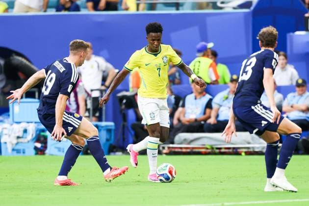 RECORD DATE NOT STATED FIFA World Cup, WM, Weltmeisterschaft, Fussball 2026 - Group C - Scotland v Brazil Vinicius Jr. player of Brazil during the match between Scotland and Brazil in the third round of Group C of the 2026 FIFA World Cup group stage at Miami Stadium, in Florida, United States, on Wednesday, June 24, 2026.(Foto: William Volcov Brazil Photo Press IMAGO) Sports Miami FL United States of America Copyright: xWILLIAMxVOLCOVx