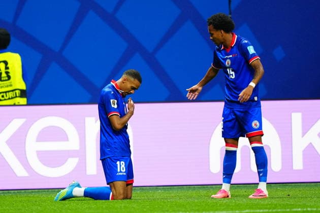 Morocco v Haiti - FIFA World Cup, WM, Weltmeisterschaft, Fussball 2026 - Group C ATLANTA, USA - JUNE 24: Wilson Isidor (L) of Haiti celebrates after scoring a goal during 2026 FIFA World Cup First Stage Group C match between Morocco and Haiti at Mercedes-Benz Stadium (Atlanta Stadium) in Atlanta, Georgia, United States on June 24, 2026. Evrim Aydin Anadolu Georgia United States. Editorial use only. Please get in touch for any other usage.  Copyright: x2026xAnadoluxEvrimxAydinx