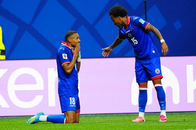 Morocco v Haiti - FIFA World Cup, WM, Weltmeisterschaft, Fussball 2026 - Group C ATLANTA, USA - JUNE 24: Wilson Isidor (L) of Haiti celebrates after scoring a goal during 2026 FIFA World Cup First Stage Group C match between Morocco and Haiti at Mercedes-Benz Stadium (Atlanta Stadium) in Atlanta, Georgia, United States on June 24, 2026. Evrim Aydin Anadolu Georgia United States. Editorial use only. Please get in touch for any other usage.  Copyright: x2026xAnadoluxEvrimxAydinx