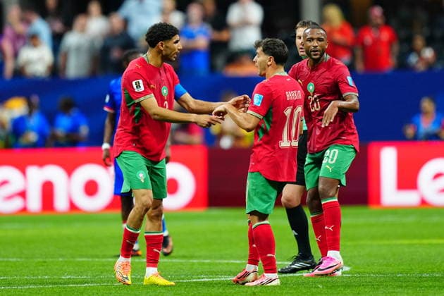Morocco v Haiti - FIFA World Cup, WM, Weltmeisterschaft, Fussball 2026 - Group C ATLANTA, USA - JUNE 24: Achraf Hakimi (L) of Morocco celebrates after scoring a goal during 2026 FIFA World Cup First Stage Group C match between Morocco and Haiti at Mercedes-Benz Stadium (Atlanta Stadium) in Atlanta, Georgia, United States on June 24, 2026. Evrim Aydin Anadolu Georgia United States. Editorial use only. Please get in touch for any other usage.  Copyright: x2026xAnadoluxEvrimxAydinx