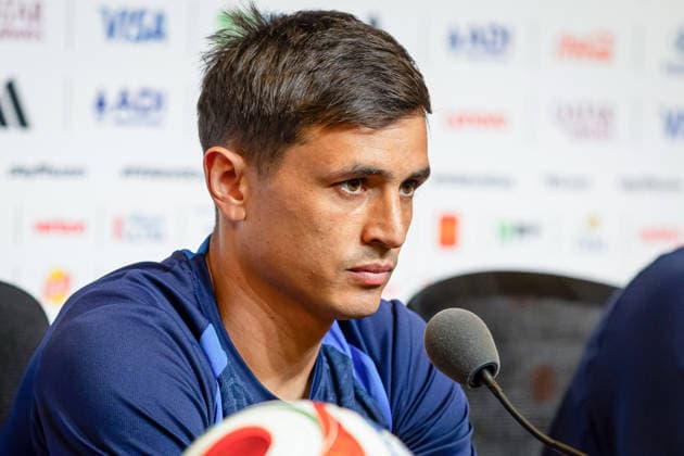 Andrés Cubas of Paraguay attends a press conference, PK, Pressekonferenz at Levi s Stadium in Santa Clara, California, United States, 24 June 2026. Paraguay national team, Nationalteam Press Conference in the United States !ACHTUNG: NUR REDAKTIONELLE NUTZUNG!  Copyright: xMIGUELxGUTIÉRREZx GR4042 20260624-55020699371_1