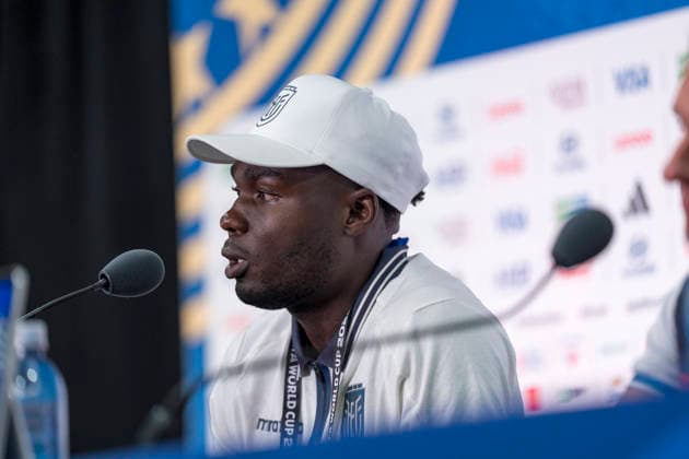 Jordy Caicedo (Ecuador, 16) bei der Pressekonferenz vor dem Spiel FIFA World Cup, WM, Weltmeisterschaft, Fussball 2026: Pressekonferenz vor dem dritten WM-Gruppenspiel Ecuador - Deutschland in New York New Jersey Stadium in East Rutherford, New Jersey, USA. 24.06.2026 *** Jordy Caicedo of Ecuador, 16, at the press conference ahead of the 2026 FIFA World Cup match between Ecuador and Germany—the third group stage match—at New Jersey Stadium in East Rutherford, New Jersey, USA, on June 24, 2026 Copyright: HMBxMedia xMarcoxBader