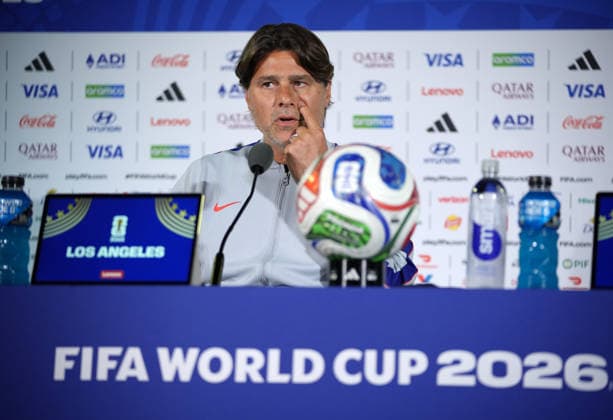 USA national team, Nationalteam head coach Mauricio Pochettino press conference, PK, Pressekonferenz in Los Angeles LOS ANGELES, CALIFORNIA - JUNE 24: USA National Team head coach Mauricio Pochettino speaks during a press conference ahead of the 2026 FIFA World Cup, WM, Weltmeisterschaft, Fussball First Stage Group D match between Turkiye and USA at the Los Angeles Stadium (SoFi Stadium) in Inglewood, California, United States on June 24, 2026. Tayfun Coskun Anadolu Los Angeles United States. Editorial use only. Please get in touch for any other usage.  Copyright: x2026xAnadoluxTayfunxCoskunx