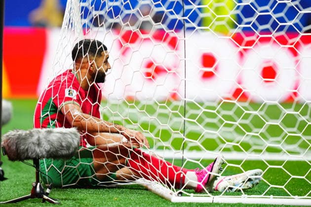 Morocco v Haiti - FIFA World Cup, WM, Weltmeisterschaft, Fussball 2026 - Group C ATLANTA, USA - JUNE 24: Ismael Saibari of Morocco is seen tangled in football nets during 2026 FIFA World Cup First Stage Group C match between Morocco and Haiti at Mercedes-Benz Stadium (Atlanta Stadium) in Atlanta, Georgia, United States on June 24, 2026. Evrim Aydin Anadolu Georgia United States. Editorial use only. Please get in touch for any other usage.  Copyright: x2026xAnadoluxEvrimxAydinx