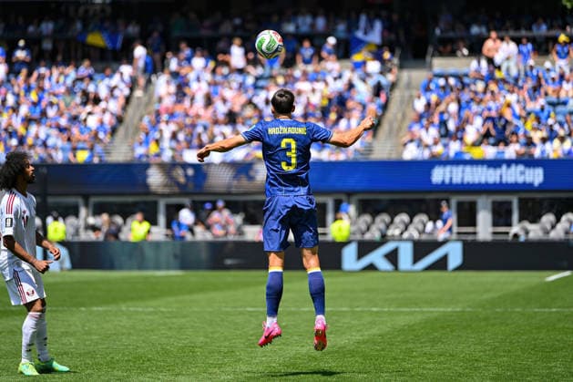 June 24, 2026: Bosnia and Herzegovina defender Dennis HadAÂ¾ikaduniÄ¡ (3) heads the ball during the FIFA World Cup, WM, Weltmeisterschaft, Fussball match between Bosnia - Herzegovina and Qatar in Seattle, WA.Bosnia - Herzegovina defeated Qatar 3-1. CSM FIFA World Cup 2026: JUN 24 Bosnia - Herzegovina Vs Qatar  - ZUMAc04_ 20260624_zma_c04_012 Copyright: xStevexFaberx