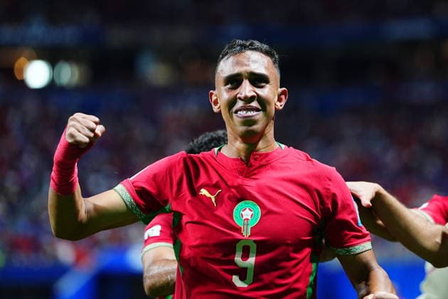 Morocco v Haiti - FIFA World Cup, WM, Weltmeisterschaft, Fussball 2026 - Group C ATLANTA, USA - JUNE 24: Soufiane Rahimi (9) of Morocco celebrates after scoring a goal during 2026 FIFA World Cup First Stage Group C match between Morocco and Haiti at Mercedes-Benz Stadium (Atlanta Stadium) in Atlanta, Georgia, United States on June 24, 2026. Evrim Aydin Anadolu Georgia United States. Editorial use only. Please get in touch for any other usage.  Copyright: x2026xAnadoluxEvrimxAydinx