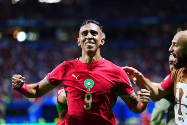 Morocco v Haiti - FIFA World Cup, WM, Weltmeisterschaft, Fussball 2026 - Group C ATLANTA, USA - JUNE 24: Soufiane Rahimi (9) of Morocco celebrates after scoring a goal during 2026 FIFA World Cup First Stage Group C match between Morocco and Haiti at Mercedes-Benz Stadium (Atlanta Stadium) in Atlanta, Georgia, United States on June 24, 2026. Evrim Aydin Anadolu Georgia United States. Editorial use only. Please get in touch for any other usage.  Copyright: x2026xAnadoluxEvrimxAydinx