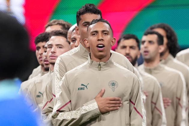 Soufiane Rahimi of Morocco line up for anthem prior to FIFA Men’s World Cup 2026 Group Stage football match between Morocco and Haiti at Atlanta Stadium, in Atlanta June 24th 2026 (Photo by Alexandra Fechete SPP)  Copyright: xAlexandraxFechete SPPx Sportspressphoto_SPR175688