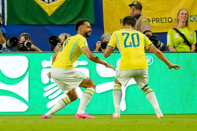 Matheus Cunha (Brazil) celebrates after scoring his team s third goal during the FIFA World Cup, WM, Weltmeisterschaft, Fussball 2026 Group C match between Scotland and Brazil at Miami Stadium on June 24, 2026 in Miami, United States. (Photo by Alex Gottschalk DeFodi Images) - *** Matheus Cunha of Brazil celebrates after scoring his team s third goal during the 2026 FIFA World Cup Group C match between Scotland and Brazil at Miami Stadium on June 24, 2026, in Miami, United States. Photo by Alex Gottschalk, DeFodi Images