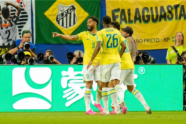 Matheus Cunha (Brazil) celebrates after scoring his team s third goal during the FIFA World Cup, WM, Weltmeisterschaft, Fussball 2026 Group C match between Scotland and Brazil at Miami Stadium on June 24, 2026 in Miami, United States. (Photo by Alex Gottschalk DeFodi Images) - *** Matheus Cunha of Brazil celebrates after scoring his team s third goal during the 2026 FIFA World Cup Group C match between Scotland and Brazil at Miami Stadium on June 24, 2026, in Miami, United States. Photo by Alex Gottschalk, DeFodi Images