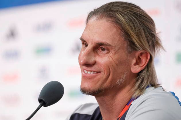 Ecuador s head coach, Sebastián Beccacece, speaks at a press conference, PK, Pressekonferenz at the New York New Jersey Stadium in East Rutherford, New Jersey, United States, 24 June 2026. Press conference with the Ecuador national team, Nationalteam in the United States !ACHTUNG: NUR REDAKTIONELLE NUTZUNG!  Copyright: xSebastiaoxMoreirax AME4048 20260625-55020699675_1