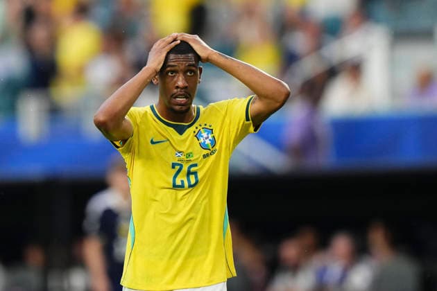 Scotland v Brazil: Group C - FIFA World Cup, WM, Weltmeisterschaft, Fussball 2026 Rayan of Brazil reacts during the FIFA World Cup 2026 Group C match between Scotland and Brazil at Miami Stadium on June 24, 2026 in Miami, United States. Miami Gardens FL United States  Copyright: xJosexBretonx originalFilename:bretonhernandez-scotland260624_npaTy.jpg