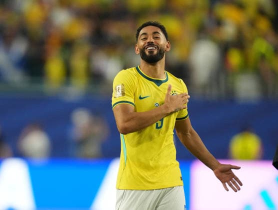 Matheus Cunha (Brazil) with post game celebration during Scotland and Brazil, Group L FIFA World Cup, WM, Weltmeisterschaft, Fussball 2026, Miami Stadium, Boston, USA on June 24, 2026. Thor Wegner DeFodi Images. (Photo by DeFodi Images) - *** Matheus Cunha of Brazil celebrates after the game between Scotland and Brazil in Group L of the 2026 FIFA World Cup at Miami Stadium in Boston, USA, on June 24, 2026. Photo by DeFodi Images (Thor Wegner)