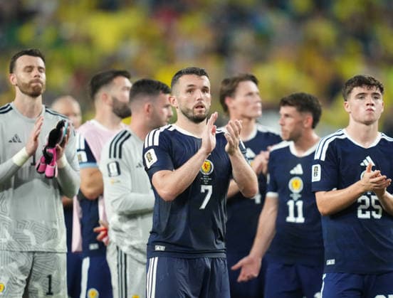 John McGinn (Scotland) with post game despair during Scotland and Brazil, Group L FIFA World Cup, WM, Weltmeisterschaft, Fussball 2026, Miami Stadium, Boston, USA on June 24, 2026. Thor Wegner DeFodi Images. (Photo by DeFodi Images) - *** John McGinn of Scotland looks dejected after the match between Scotland and Brazil in Group L of the 2026 FIFA World Cup at Miami Stadium in Boston, USA, on June 24, 2026. Photo by DeFodi Images (Thor Wegner)
