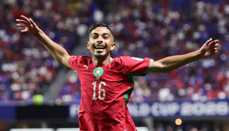 FIFA World Cup, WM, Weltmeisterschaft, Fussball 2026 - Group C - Morocco vs Haiti Gessime Yassine of Morocco celebrates after scoring the 4-2 goal during the FIFA World Cup 2026 group stage match Morocco against Haiti, in Atlanta, Georgia, USA, 24 June 2026. ATLANTA United States  Copyright: xRONALDxWITTEKx