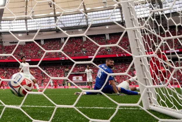 June 24, 2026, Vancouver, Bc, CANADA: Switzerland s Ruben Vargas (17) scores on Canada goalkeeper Maxime Crepeau (16) during the second half of a World Cup Group B soccer match, in Vancouver, on Wednesday, June 24, 2026. Canada News - June 24, 2026  - ZUMAc35_ 20260624_zaf_c35_171 Copyright: xEthanxCairnsx